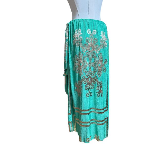 My Story Paris Set Top and Skirt in Green with Metallic Open Long Sleeves Size L - Picture 14 of 16